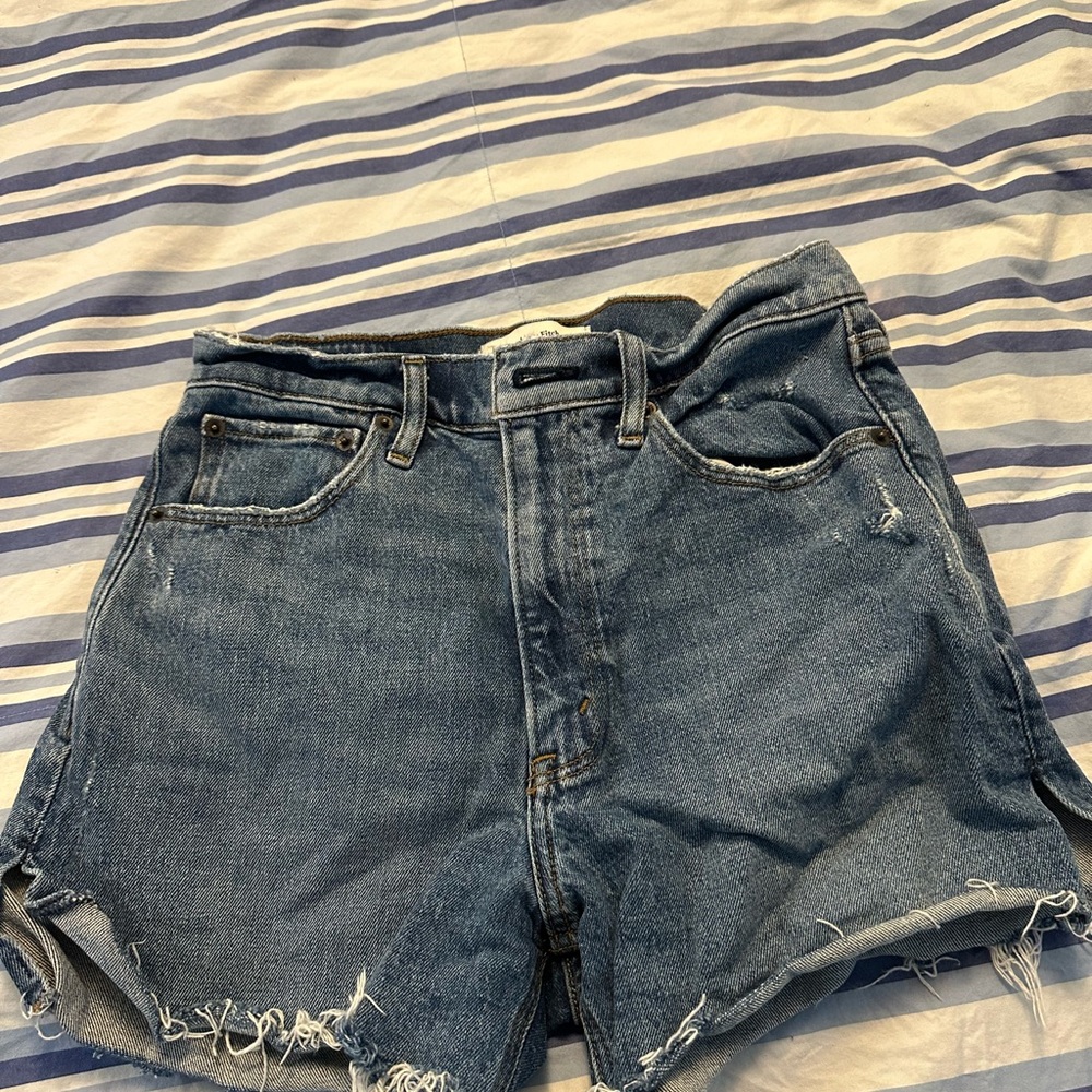 Abercrombie & Fitch Blue Jean Shorts High-Waisted Distressed
